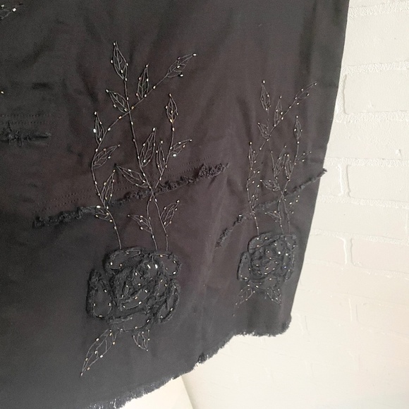 Vintage Y2K Midi Skirt Simon Chang Denim Floral Fairy Boho Dark Romantic 14 - Picture 8 of 12